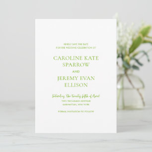 Clean Lime Green QR Code Photo Elegant Wedding Save The Date