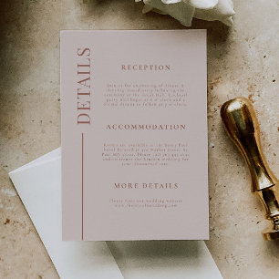 Clean Line Blush Pink Wedding Details Enclosure Card