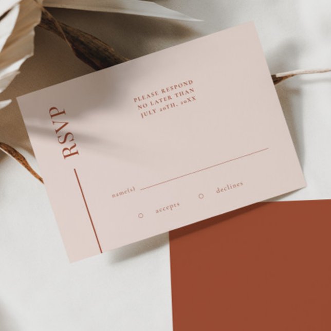 Clean Line Terracotta Minimalist Wedding RSVP Card (Creator Uploaded)