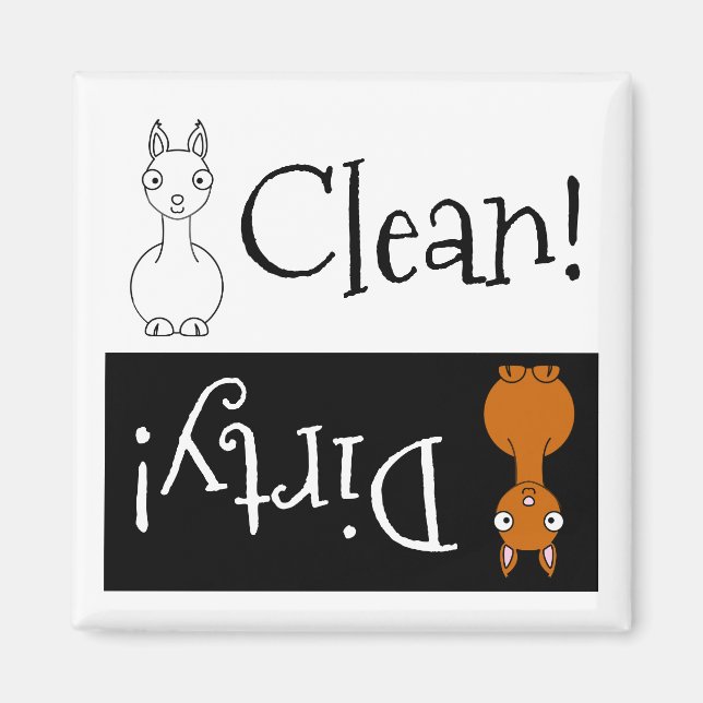 Clean Llama or Dirty Llama Dishwasher Magnet (Front)