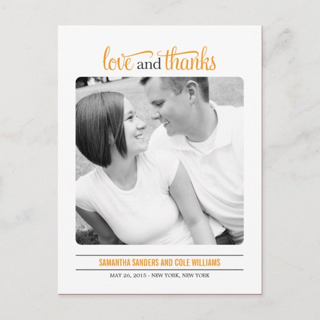 Clean Look Wedding Thank  You Card (Front)