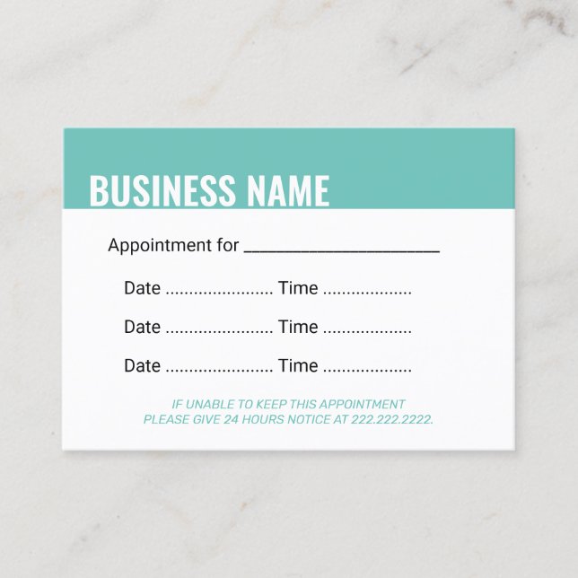 Clean Massage Therapist Appointment Card (Front)