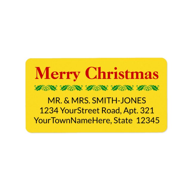 Clean "Merry Christmas" Address Label (Front)