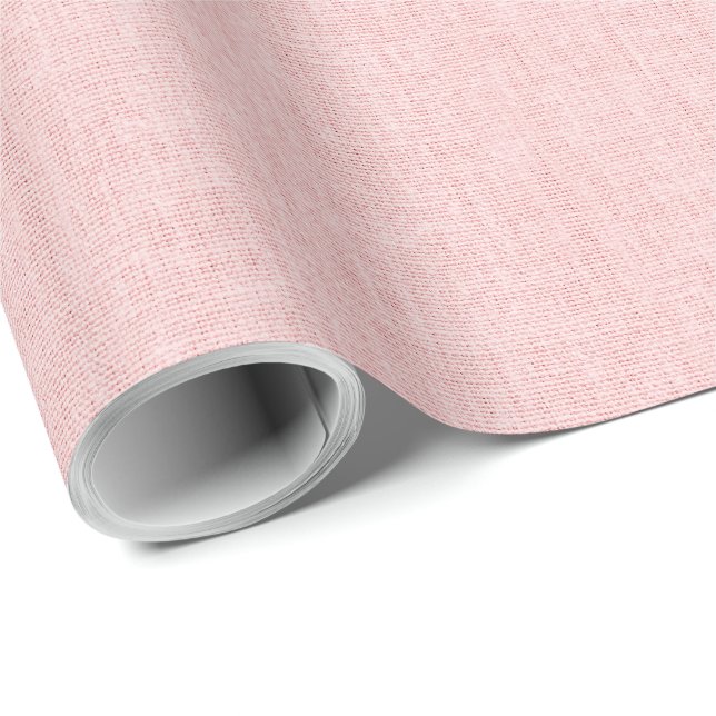 Clean Minimal Beige Linen Mimic Fabric Effect Pink Wrapping Paper (Roll Corner)
