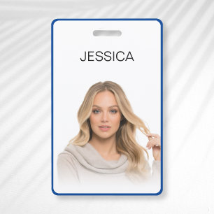 Clean Minimal Blue Corporate Employee Photo ID Badge