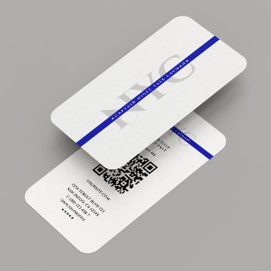 Clean Minimal Blue Line Law Police Initials Business Card