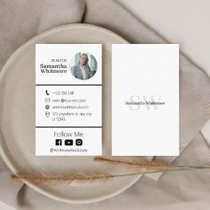 Clean Minimal Realtor Professional Real Estate Business Card