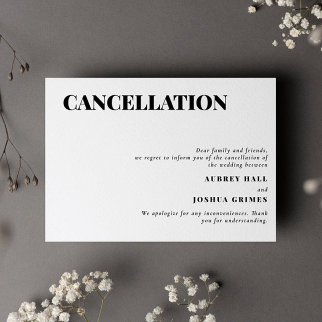 Clean Minimal Wedding Cancellation Invitation (Creator Uploaded)