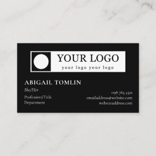 Clean Minimalist Black Your Logo Personal Pronoun Business Card