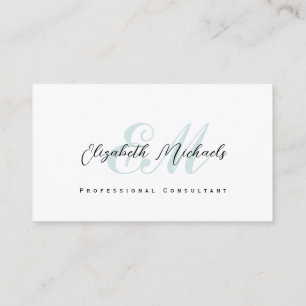 Clean minimalist elegant aqua black business card