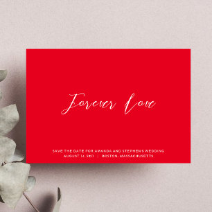 Clean Minimalist Forever Love Hot Pink Typography Save The Date