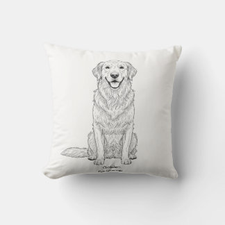 Clean Minimalist Golden Retriever Line Art  Cushion