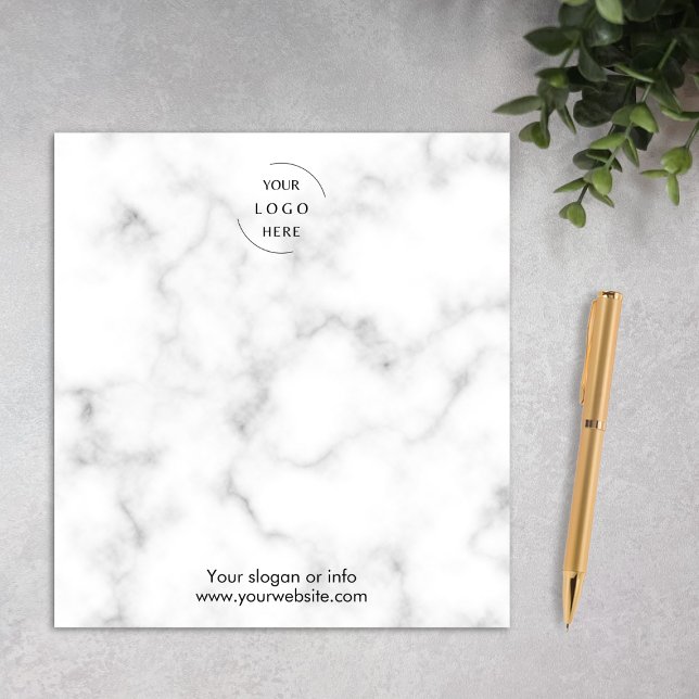 Clean Minimalist Marble Design Business Logo Notepad (Minimalist Marble Business Notepad with logo, Elegant design, Classic stationary for company, Custom)