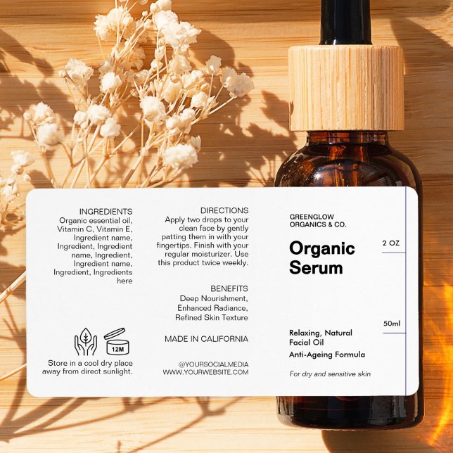 Clean & Minimalist Modern Cosmetic Dropper Bottle  (Zazzle Clean & Minimalist Modern Cosmetic Dropper Bottle  Label)