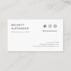 Clean Minimalist One Sided Social Media Business Card