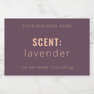 Clean Minimalist Plum & Tan Candle Food Label
