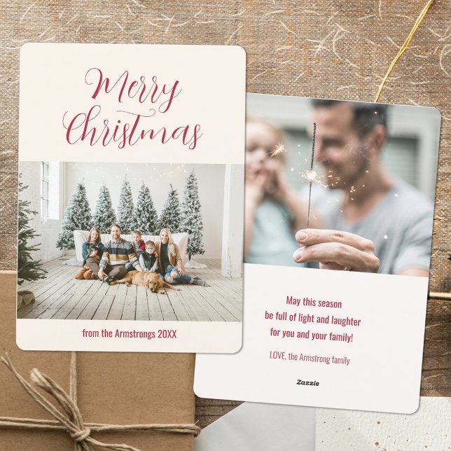 Clean Minimalist Script Family Photo Christmas Holiday Card (Clean Minimalist Script Family Photo Christmas Holiday Card ©Susanne Sachers - Sunny Mind Design 🌞)
