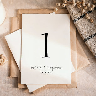 Clean Minimalist Script Wedding Table Number