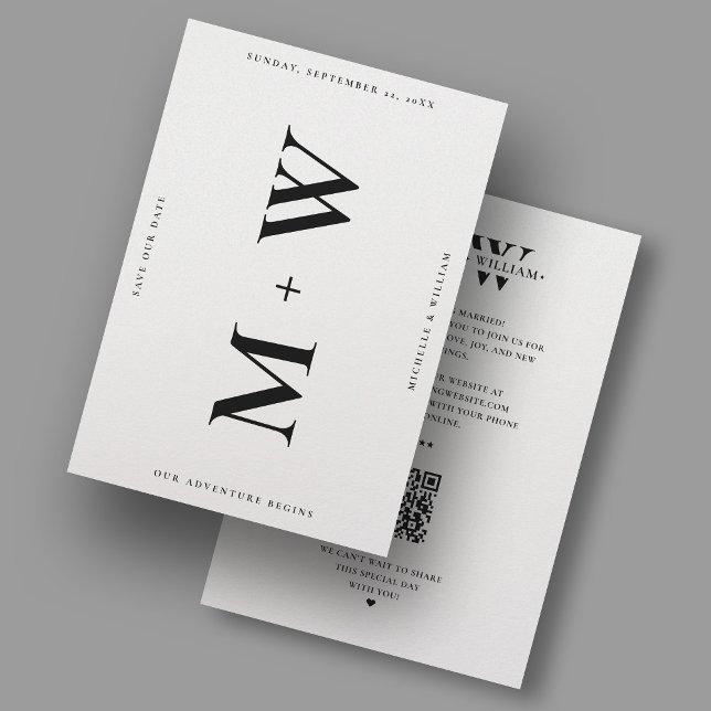 Clean Minimalist Wedding Monogram White Modern Save The Date (Clean Minimalist Wedding Monogram White Modern Save The Date
)