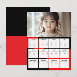Clean Modern 2027 Photo Year View Calendar Holiday Postcard