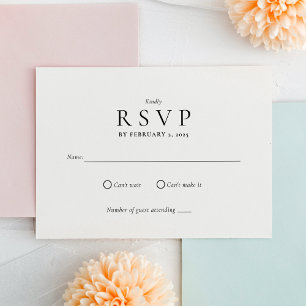 Clean Modern Black and White Wedding RSVP Card