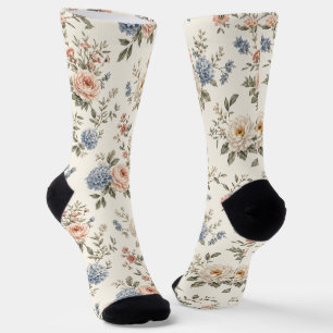 Clean Modern Garden Florals and Negative Space Socks