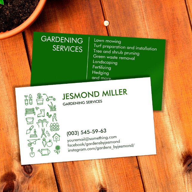 Clean Modern Gardening Services Business Card (Creator Uploaded)