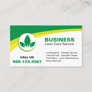 Clean & Modern Lawn Care Customisable Service List Business Card