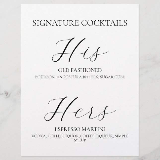 Clean & Modern Paper Bar Sign Custom Letterhead (Front)