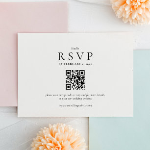 Clean Modern Qr Code Wedding RSVP Card