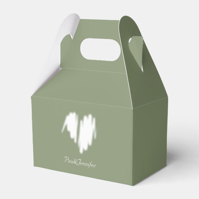 Clean Monochrome Classic Graffiti White Heart Favour Box (Front Side)