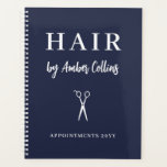 Clean Navy White Scissors Hair Stylist Appointment Planner<br><div class="desc">Navy blue appointment book planner with a pair of white scissors,  elegant fonts,  and your name in a charming script.</div>