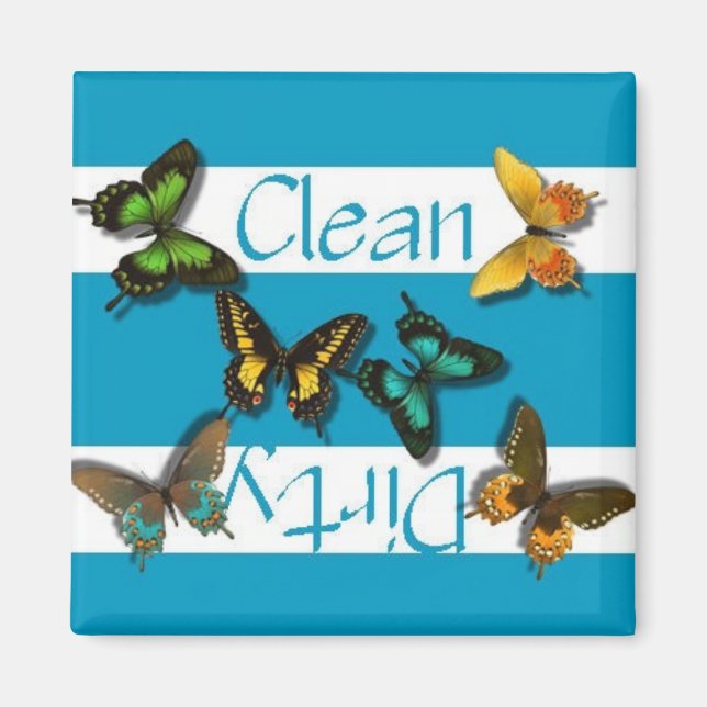 Clean or Dirty Butterflies Dishwasher Magnet (Front)