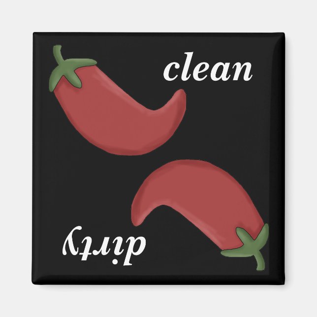 Clean or Dirty Chilli Peppers Dishwasher Magnet (Front)
