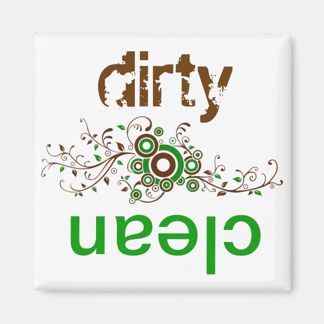 Clean or Dirty Diswasher Magent - Green & Brown Magnet (Front)