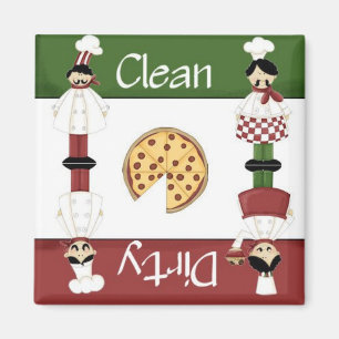 Clean or Dirty Italian Chef Dishwasher Magnet