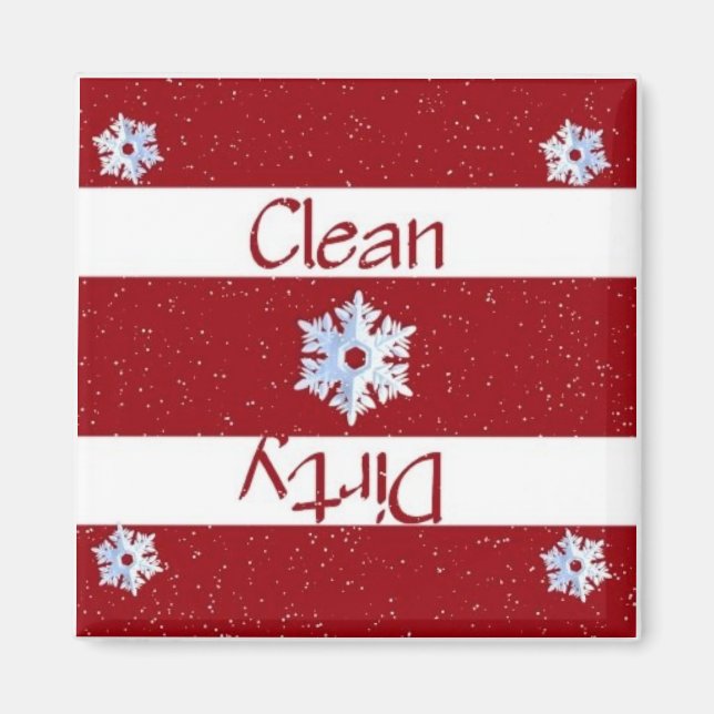 Clean or Dirty Snowflakes Dishwasher Magnet (Front)