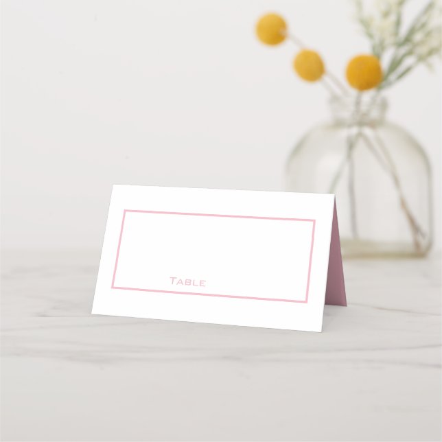 Clean Pastel Pink and White Place card (Front)