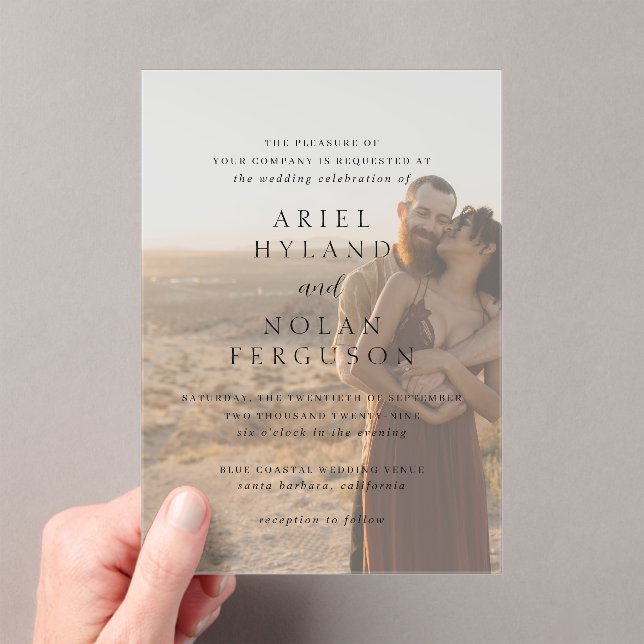 Clean Photo Modern Wedding Acrylic Invitations (Insitu (Handheld))