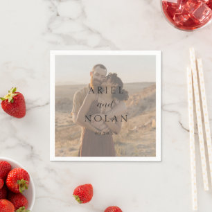 Clean Photo Modern Wedding Napkin