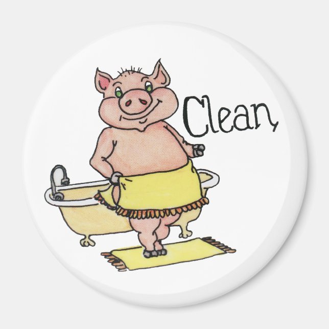 Clean Piggie Dishwasher Magnet (Front)