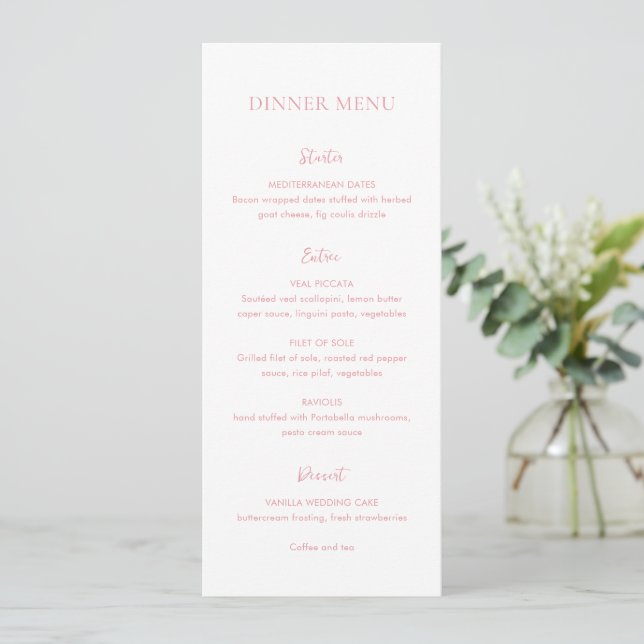 Clean Pink Elegant Wedding Menu (Standing Front)
