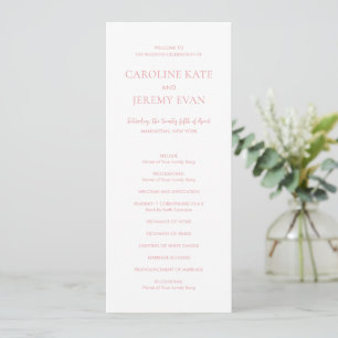 Clean Pink Elegant Wedding Program