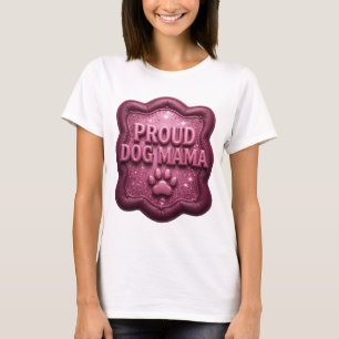 Clean Pink PROUD DOG MAMA 3D Text Art T-Shirt