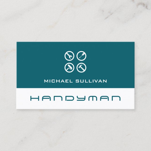 Clean professional logo handyman Business Card (Front)