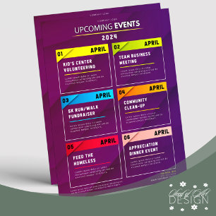 Clean Purple Upcoming Events Schedule Planner  Flyer