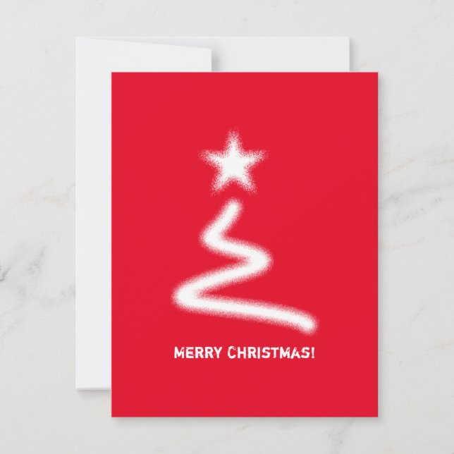 Clean Red Corporate QR Code Christmas Tree Holiday Card (Front)
