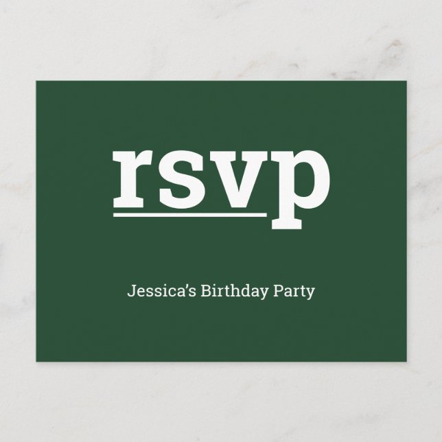 Clean, Respectable "rsvp" Postcard (Front)