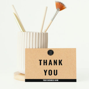 Clean Rustic Kraft Professional Business Logo Thank You Card