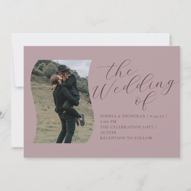 Clean Script Calligraphy Wedding Invitation (Front)